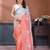 Rama & peach gold crush multicolored floral motifs embroidery saree