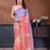 Peach & lavender gold crush multicolored floral motifs embroidery saree