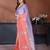 Peach & lavender gold crush multicolored floral motifs embroidery saree