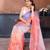 Peach & lavender gold crush multicolored floral motifs embroidery saree