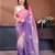 Pink & lavender gold crush multicolored floral motifs embroidery saree