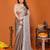 Grey chiffon solid zari embroidery saree with sequin & stone embroidery border
