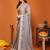 Grey chiffon solid zari embroidery saree with sequin & stone embroidery border
