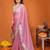 Pink chiffon solid zari embroidery saree with sequin & stone embroidery border
