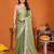 Pista chiffon solid zari embroidery saree with sequin & stone embroidery border