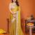 Yellow chiffon solid zari embroidery saree with sequin & stone embroidery border