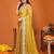 Yellow chiffon solid zari embroidery saree with sequin & stone embroidery border