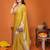Yellow chiffon solid zari embroidery saree with sequin & stone embroidery border