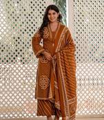Women Bandhej Printed Kurti Pant Dupatta Set for Women | Ethnic Cotton Kurta Set | Festive & Daily Wear
