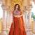 Orange Color Embroidery moti Bids & Sequence  Work Silk Lahenga Choli Set