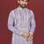 lavender embroidered silk kurta pyjama set with silver sequin work