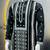 black embroidered silk kurta pyjama set with silver sequin work