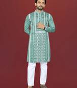 pista embroidered silk kurta pyjama set with silver sequin work