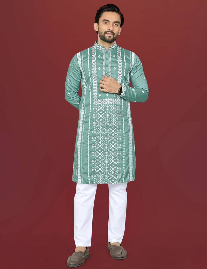pista embroidered silk kurta pyjama set with silver sequin work