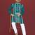 teal embroidered silk kurta pyjama set with silver sequin work