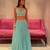 Turquoise Faux Georgette Lehenga Choli with Sequins & Dori Embroidery Work