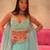 Turquoise Faux Georgette Lehenga Choli with Sequins & Dori Embroidery Work