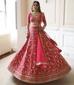 Gajri Malai Satin Silk Lehenga Choli with Sequins, Zari & Coding Dori Embroidery Work