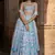 Sky Blue Faux Georgette Lehenga Choli with Sequins & Thread Embroidery Work