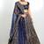 Navy Blue Malai Satin Silk Lehenga Choli with Zari & Dori Embroidery Work and Net Dupatta