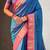 Dark blue contrast woven zari floral border & pallu work  silk blend  