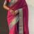 Pink contrast woven zari floral border & pallu work  silk blend  