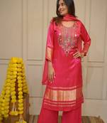 Pink color viscoce fabric designer stylish fancy kurta set for girls