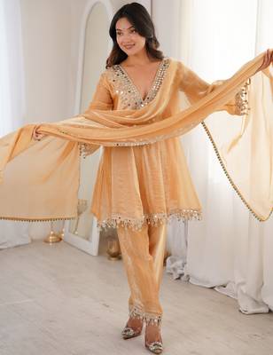 Chiku color fendy crush mirror and coding embroidery heavy ceremonial attire 5