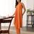 Orange color beautiful solid designer blended cotton top bottom set