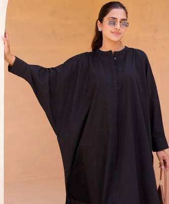 Black color beautiful solid blended cotton top bottom set 3