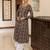 Brown color cotton fabric designer printed stylish long kurti