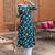 Teal color cotton fabric designer printed stylish long kurti