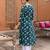 Teal color cotton fabric designer printed stylish long kurti