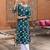 Teal color cotton fabric designer printed stylish long kurti