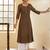 Brown color cotton fabric designer printed stylish long kurti