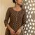 Brown color cotton fabric designer printed stylish long kurti