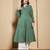 Green color cotton fabric designer printed stylish long kurti