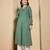 Green color cotton fabric designer printed stylish long kurti