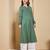 Green color cotton fabric designer printed stylish long kurti