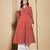 Red color cotton fabric designer printed stylish long kurti