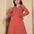 Red color cotton fabric designer printed stylish long kurti