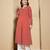 Red color cotton fabric designer printed stylish long kurti