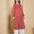 Red color cotton fabric designer printed stylish long kurti
