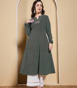 Black color cotton fabric designer printed stylish long kurti