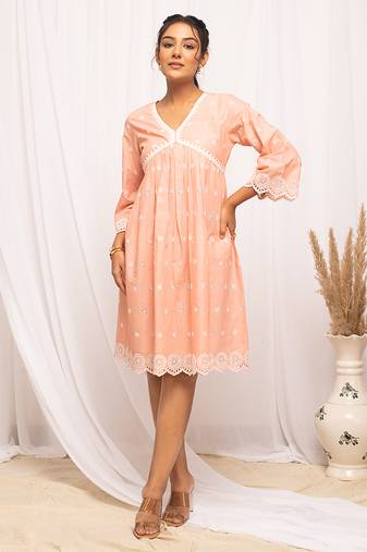 Peach color smart and ethnic kurti for trendy stylish looks