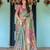Pastel floral handloom cotton saree with pallu tassels & blouse piece