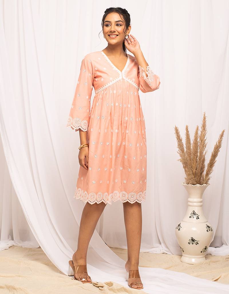 Peach color smart and ethnic kurti for trendy stylish looks