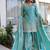 Sky blue zari & sequins embroidered work stitched kurta sharara with dupatta set for women