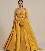 Mustard Yellow Silk Lehenga Set