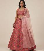 Pink Embroidered Crepe Lehenga Set